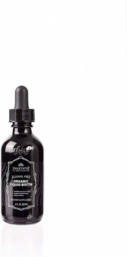Svasthya Body & Mind Organic Liquid Biotin Drops for Güçlü Saç Büyümesi - Kadınlar için B Kompleks - Doğal Saç Büyüme Tamamlayıcısı