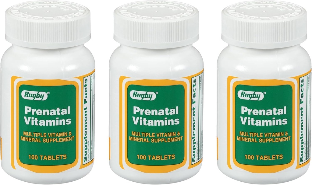 Rugby Prenatal Vitaminler - Birden Çok Vitamin ve Mineral Supplement - 100 Tablet (3 Paket)
