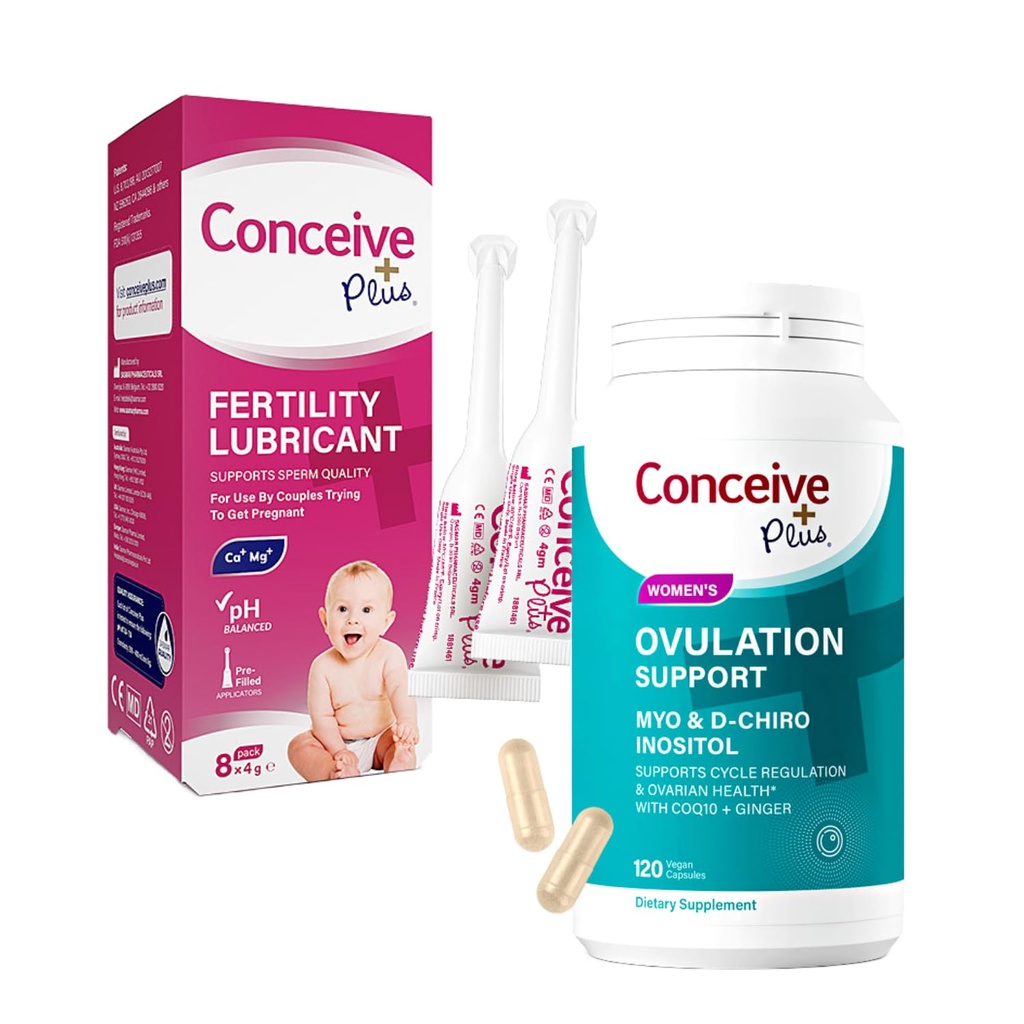 Λήψη συν λιπαντικό γονιμότητας 8 x 4 Gram Applicators και Ovulation Υποστήριξη Inositol συμπλήρωμα 120 Count Bundle