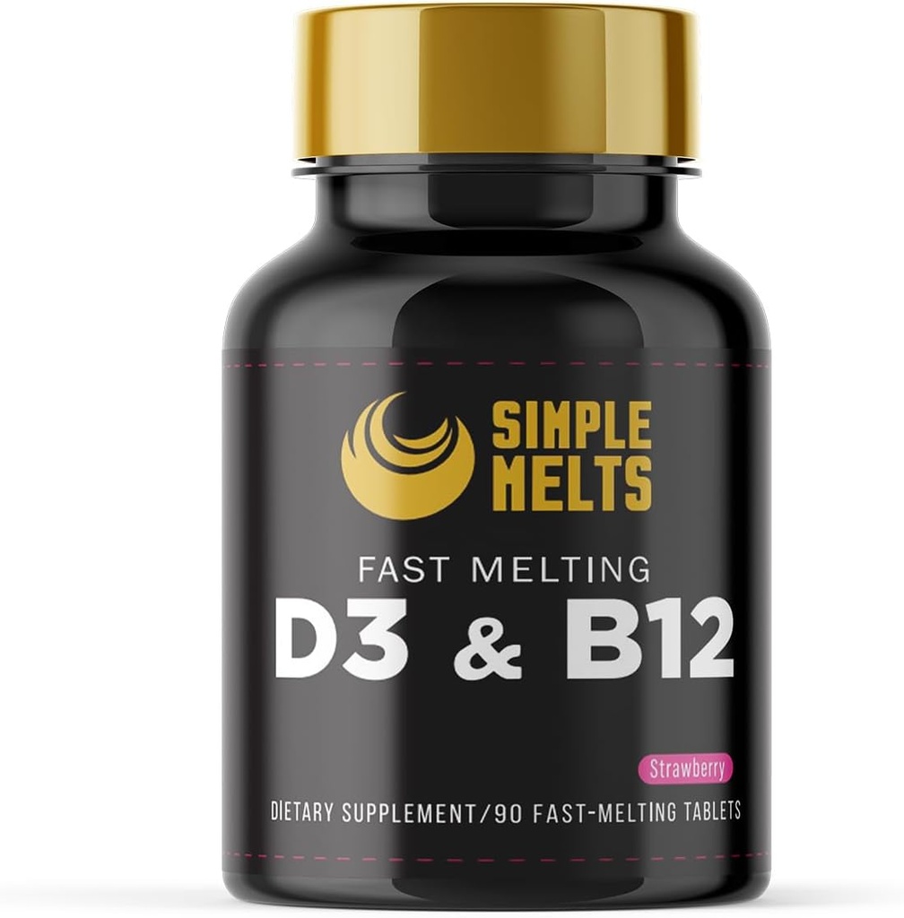 Dissolvable Bariatric D3 B12 | Vitamin B12 2500mcg & D3 125mcg 5000IU B 12 ve D 3 Tabletler | Bone, Immune Support | Strawberry Flavor | Vegan | Sugar-Free, 90-Day Supply