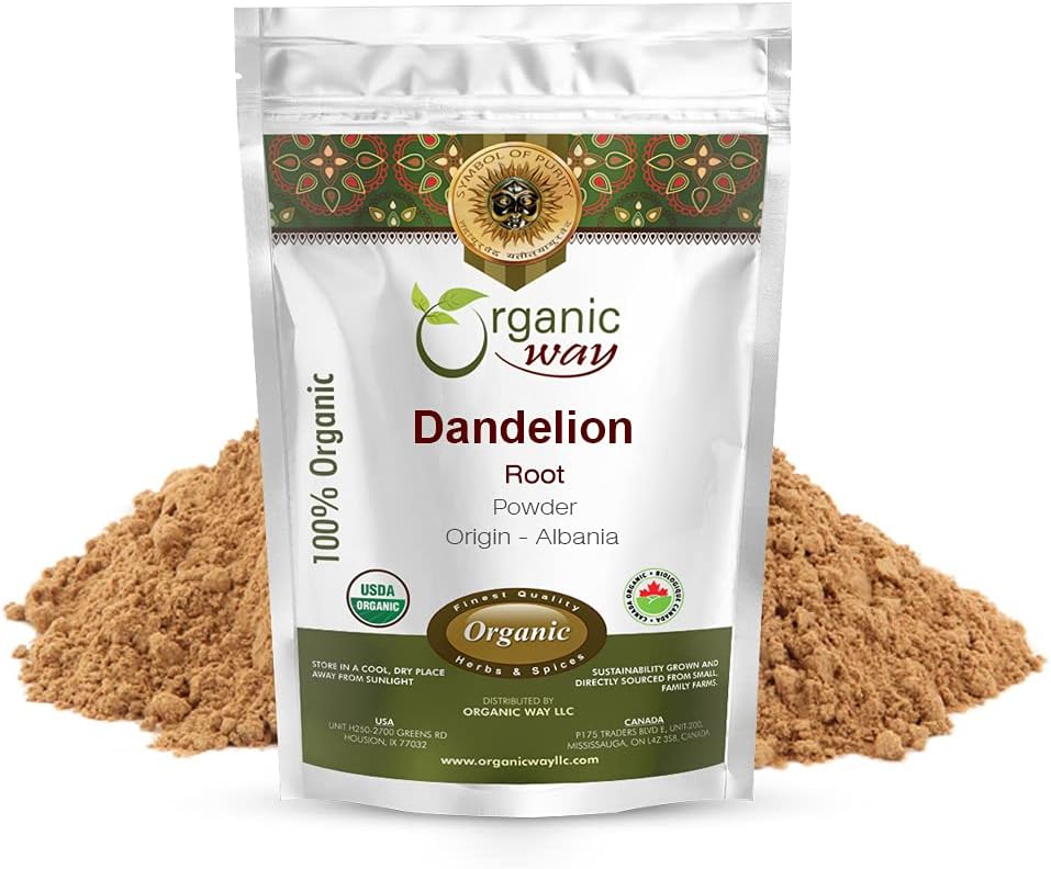 Organik Way Dandelion Root Toz (Taraxacum officinale) | Herbal Tea - Avrupa Wild-Harvest | Organik & Kosher Sertifikalı | GMO & Gluten Ücretsiz | USDA sertifikalı | Origin - Alba (4 Oz)