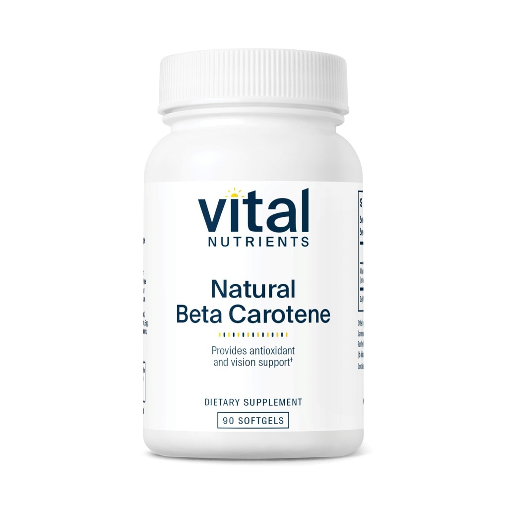 Vital Nutrients Natural Beta Carotene5.000IU | Precursor to Vitamin A | High-Dose Antioksi | Vizyon, Cilt ve Sağlık Desteği | Gluten, Süt, Soy Free | 90 Softgels