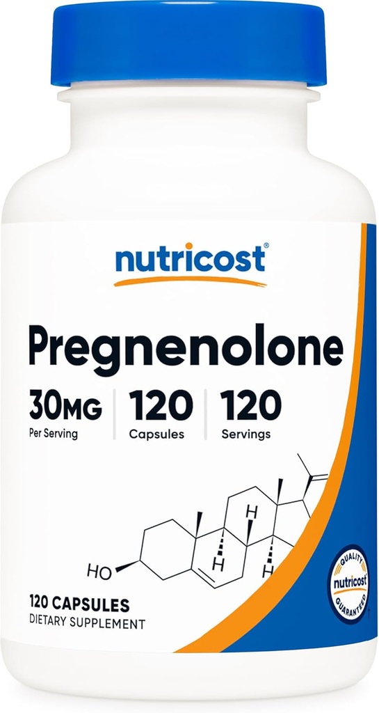 Nutricost Pregnenolone 30 mg, 120 Capsules - Non-GMO, Gluten Free, Vegetarian Capsules