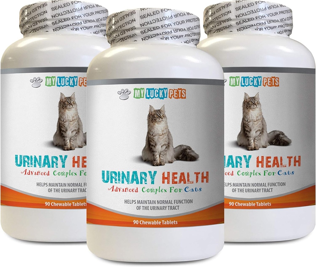 Kedi Urine Enfeksiyonu - CAT Urinary Health Formula - Support Bladder Health - Natural Complex - Cranberry Supplement for Cats - 3 Şişe (270 Tedavi)
