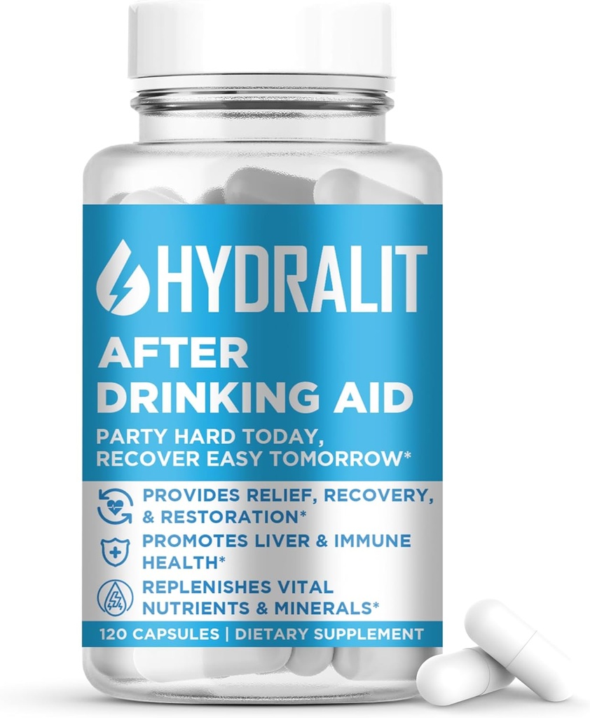 After Drinking Aid Supplement Pre Game Pills Party Electrolytes Hydration DHM Milk Thistle Weekend Recovery Vitamins Relief Formula Better Mornings Alcohol Liver Health Support 120 Κάψουλες