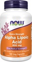 NOW Συμπληρώματα διατροφής, Alpha Lipoic Acid 600 mg με εκχύλισμα σπόρων σταφυλιών & Bioperine®, Extra Strength, 120 κάψουλες λαχανικών