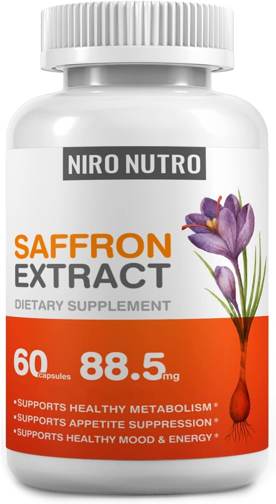 Saffron Supplements, Organik Saffron Extract Capsules for Eyes & Heart Health, Appetite Suppressant for Kilo Kayıp Kadınlar, Destekler Immune System, Metabolism ATM, Non-GMOS