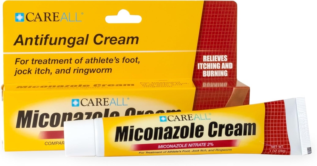 CareAll Miconazole Nitrate 2% Antifungal Cream 1.0 oz., Cures Most Athlete’s Foot, Jock Itch, Ringworm, Compare to Leading Brand