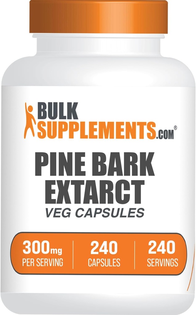 BulkSupplements.com Pine Bark Ekstraksiyon Capsules - Antioksis Supplement, Pine Bark 300 mg - Gluten Free, 1 Capsule per Service, 240 Count (k 1)