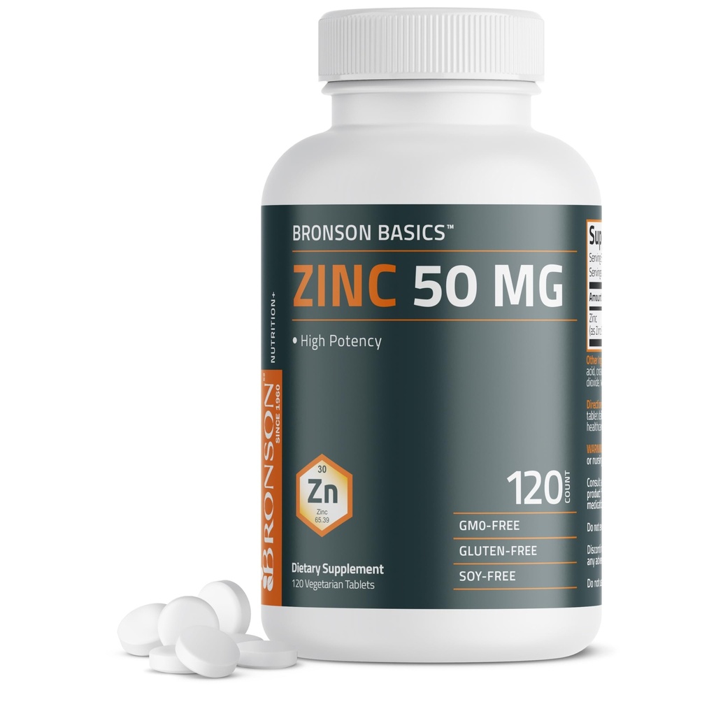 Bronson çinko 50 MG Yüksek Potency Supports Skin Health - Non-GMO, 120 Vejetaryen Tabletler