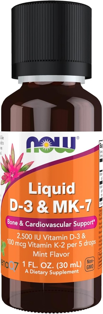 Şimdiye kadar Gıdalar Tamamlıyor, Sıvı D-3 & MK-7, 2.500 IU Vitamin D-3 & 100 mcg C-2 5 damla başına, 1-Ounce