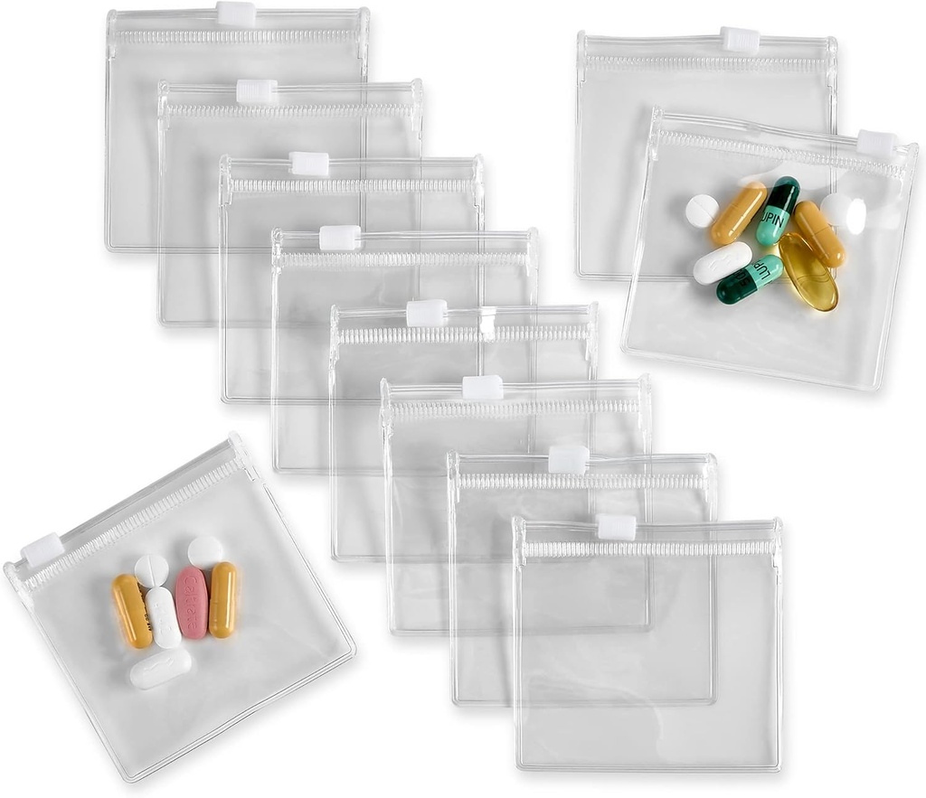 Pirinçli Pill Pouch Çanta - 12 Adet, Slide Lock Clear Plastik Mini Çanta, Pills Vitaminleri, Tamamlar, İlaçlar, mücevherler, Crafts, Small Objects - Self-Sealing, Reusable, Travel-Friendly