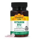 Ülke Yaşam Vitamini B12 Tamam - Temelde Beyin Fonksiyonu, Nerve Health, Red Blood Hücreleri - Anemi Önleme için ideal - Vegan B, 1000 mcg - Gluten-Free, 60 Tabletler - Gluten-Free, 60 Tabletler