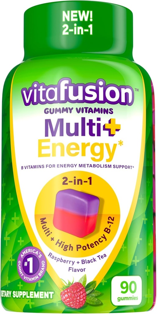 Vitafüzyon Multi + Enerji * Gummy Vitaminler, Enerji Metabolism Desteği sağlamak için B Vitaminleri *, 90 Count