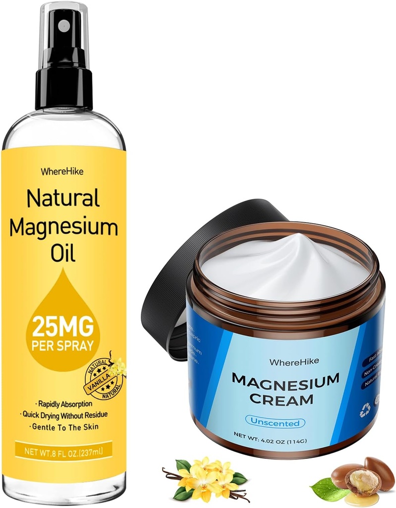 Leg Cramps ve Sleep için Topical Magnezyum Lotion&Spray,Nighttime Magnezyum Cream for Pain,Muscle Relaxation,Calm, Deep Hydration for Body & Skin Care - Natural and Safe for Kids