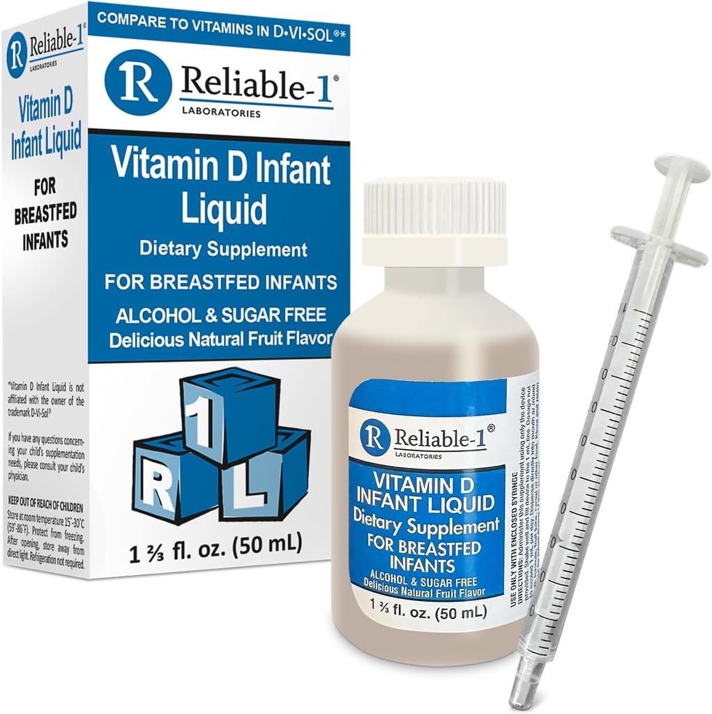Güvenilir-1 Laboratuvarlar Bebek Sıvı Vitamin-D Drops (Doğal Meyve Sarvoring) Şeker & Alkol Ücretsiz, Bebekler 0-12 Ay ve Up