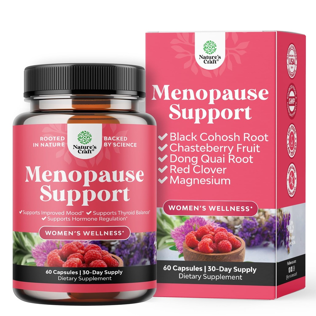 Herbal Menopause Supplement for Women - Women Hormon Balance Capsules for Night Sweats Hot Flashes & Mood Swings with Dong Quai, Chaste Berry & Black Cohosh Root - 60 Count Pack Pack