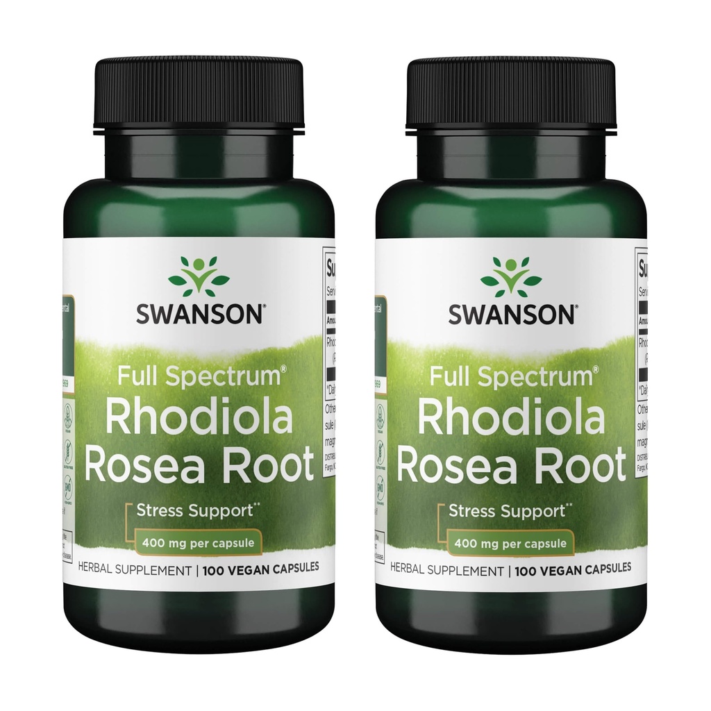Swanson Rhodiola Rosea Root - Προσαρμοσμένο συμπλήρωμα βοτάνων που προωθεί την ισορροπία διάθεσης & το στρες Υποστήριξη - Φυσική φόρμουλα για την ενεργειακή υποστήριξη - (100 κάψουλες, 400mg το καθένα) (2 Pack)
