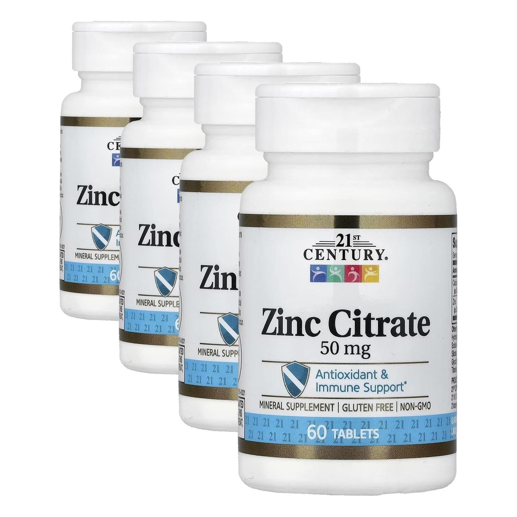 21. Yüzyıl Sağlık çinko Citrate Tabletleri 50 mg, 60 Kont (Görünen 5)