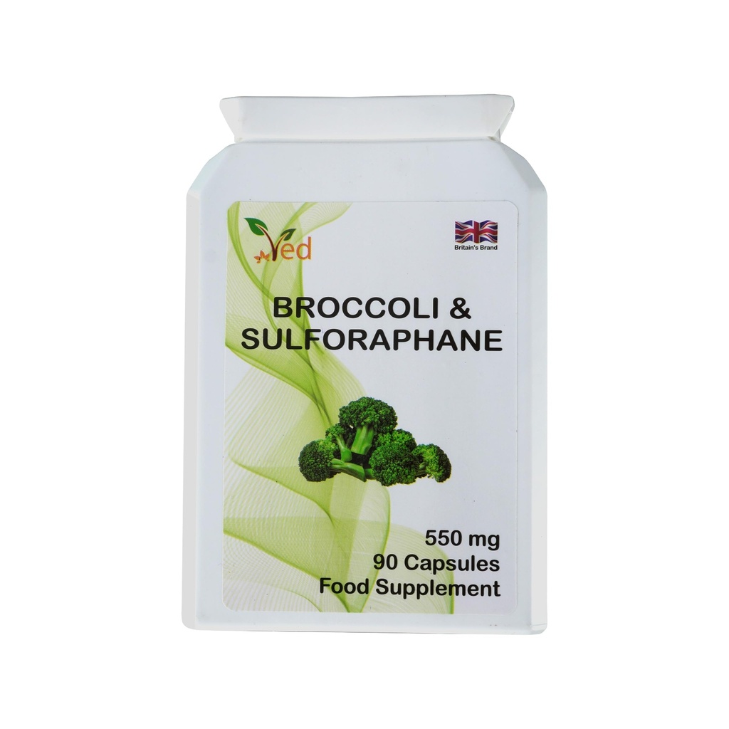 Ved broli Sulforaphane, Broccoli Toz Zengin Vitaminler ve Mineraller, 550 mg 90 Capsules (45 Gün tedariki)
