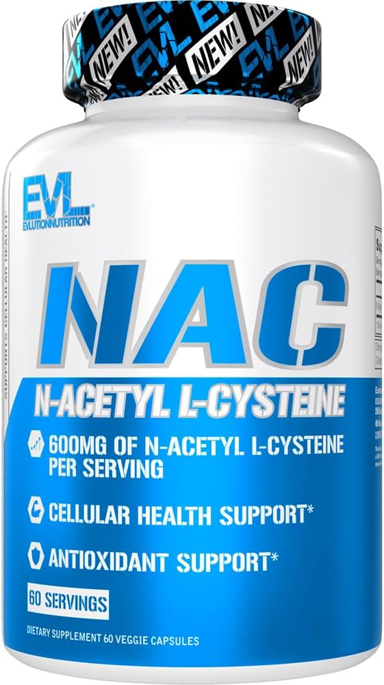 Evlution Beslenme NAC N-Acetyl L-Cysteine - 600 mg N-Acetyl L-Cysteine Per Servis - Antioksi Destek - Sağlık Desteği - Diyetsel Tamam - Vegan & Gluten Ücretsiz - 60 Veggie Capsules - 60 Hizmetler