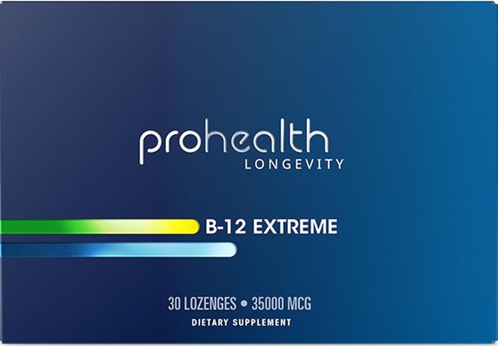 ProHealth Vitamin B 12 Extreme- 35,000 mcg Mega Dose, 7 X Strength (30 Sublingual Dissolvable Tabletler) Ekstra Kuvvet, B 12 Vitamin, Mekcobalamin, Hidroxocobalamin