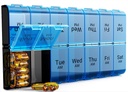 Ekstra Büyük Pill Organizer 2 Zaman Bir Gün, Haftalık XL AM PM Pill Case, 7 Gün Pill Box Günde Bir Gün, Aşırı Günlük Tıp Vitaminleri için Organize (Mavi)