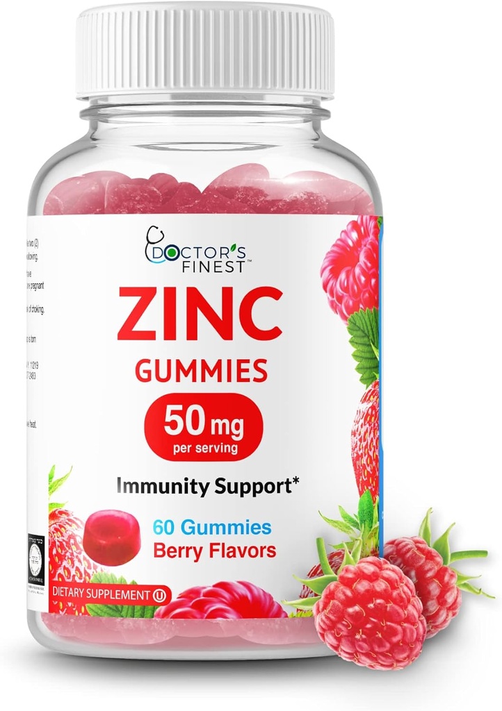 Çinko 50 mg Gummies - Vejetaryen, GMO Free & Gluten Free Vitamin - Great Tasting Berry Flavor Pectin Chews - Adult Diyetary Supplement - 60 [ Count30 Dos]