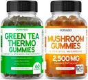 Mushroom 10 1 Mix (120 Gummies) Focus & Brain Mushroom Supplement and Green Tea Fat Burner Kilo Kaybı (60 Kont) Erkekler ve Kadınlar için Uygun Kilo Kaybı - Vegan & ABD'de Made