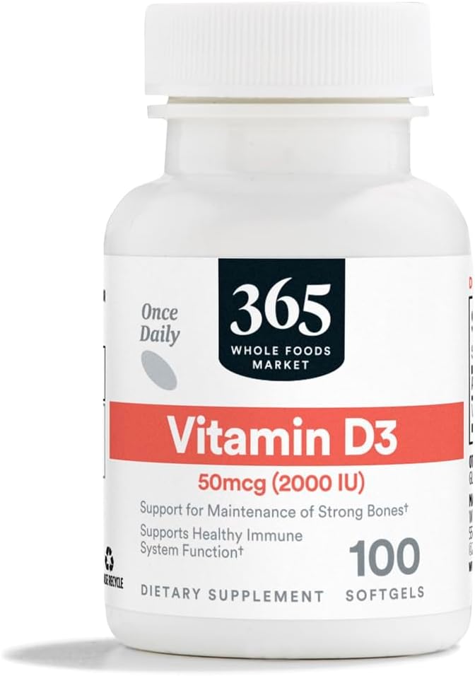 365 by Whole Foods Market, D3 Softgels, 2000 IU, 100 CT