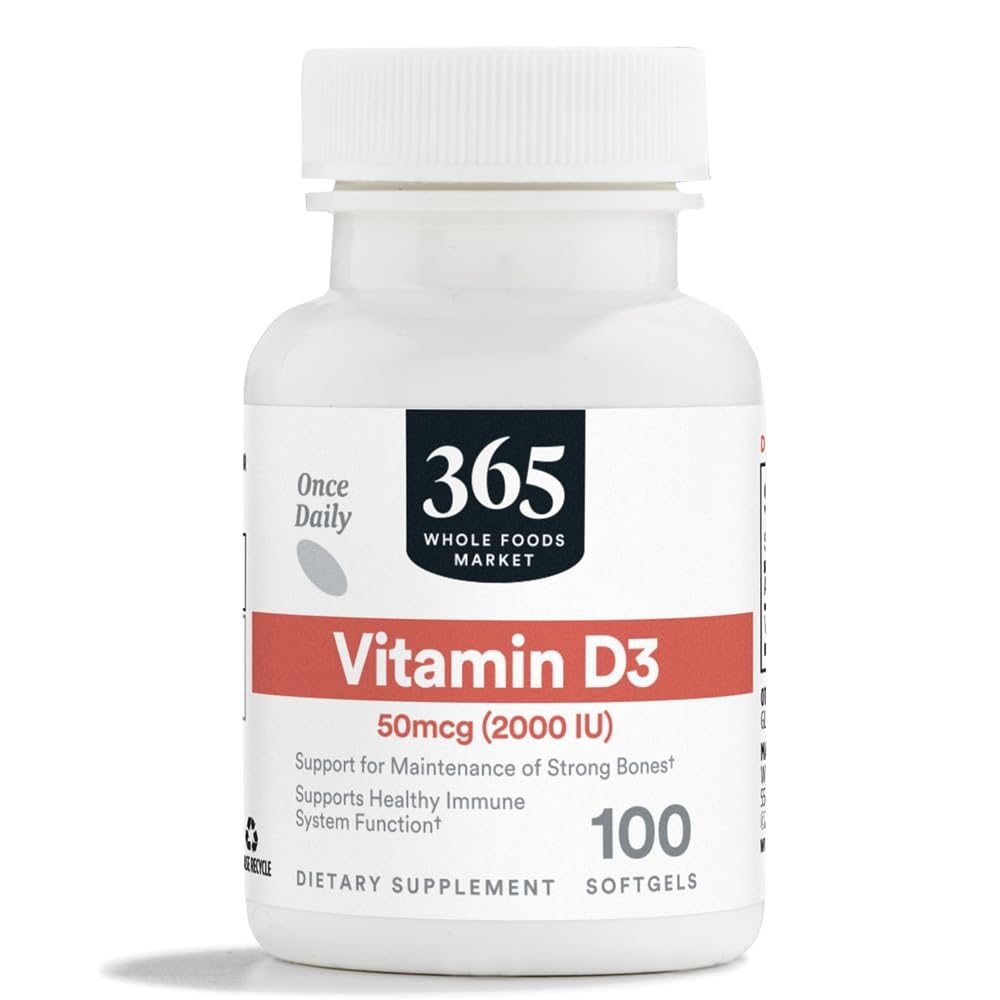 365 by Whole Foods Market, D3 Softgels, 2000 IU, 100 CT