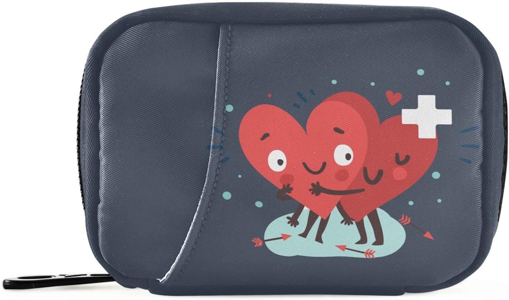 Naanle Pill Organizer Heart with Cross Pill Box 7 Day Pill Τσάντα Τσάντα Ταξιδιού Χάπια Organizer με Zipper Φορητή Εβδομαδιαία περίπτωση Συμπαγές μέγεθος για τον κάτοχο συμπλήρωμα βιταμίνης