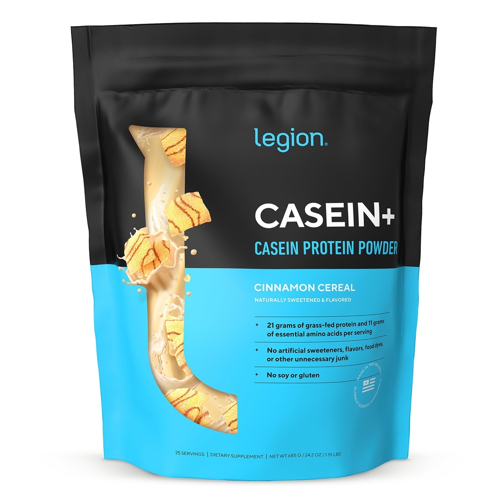 LEGION Casein+ Casein protein Tozu (Cinnamon Cereal) - Slow-Release Micellar protein Toz - Non-GMO, Gluten-Free & Natural Sweeted Toz from Grass-Fed Cows