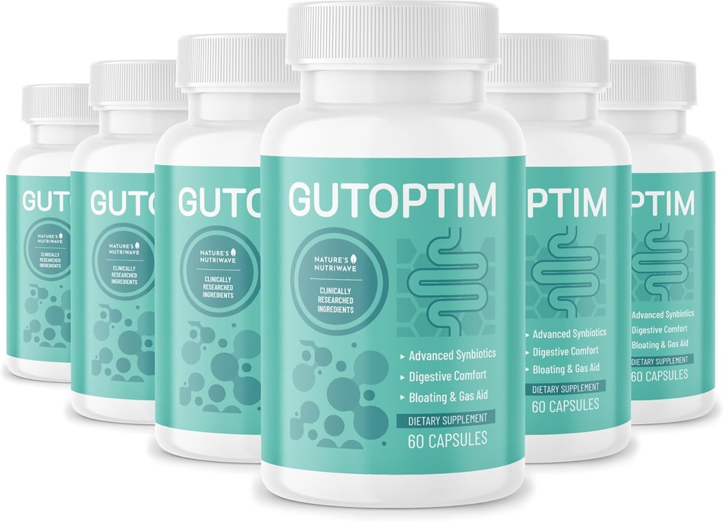 GutOptim Probiyotik & Prebiyotik Capsules | Synbiyotik Gut Health & Bloating Relief for Women & Men | Enzyme with Probiyotiks for Digestive Health | Non-GMO, 60 Ct, 6 Ay Supply