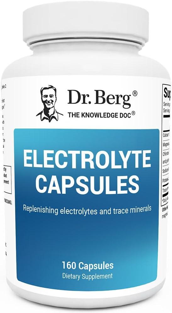 Dr. Berg Electrolyte Capsules - Elektrolyte Supplements for Supporting Energy, Endurance, and Hydration - Sugar Free, No Maltodextrin, Keto Friendly - 160 Caps