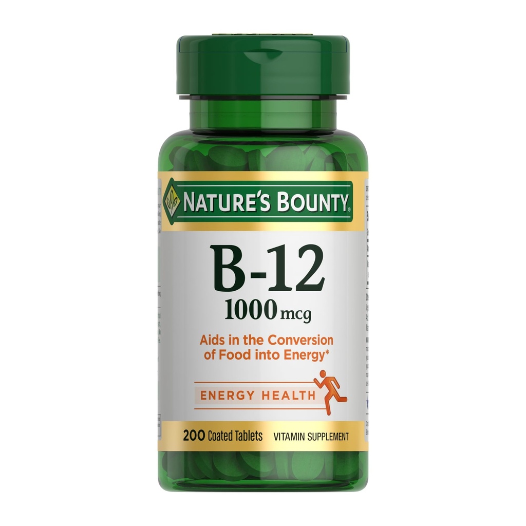 Nature's Bounty Vitamin B12 1000 mcg Supplements, Supports Energy Metabolism, 200 Ctt