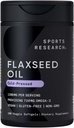 Spor Araştırması Vegan Flaxseed Oil (1200 mg) Bitki bazlı ALA Omega 3 - Vegan sertifikalı ve Non-GMO Doğrulanmış - Gluten, Soy & Carrageenan Free (180 Veggie Softgels)