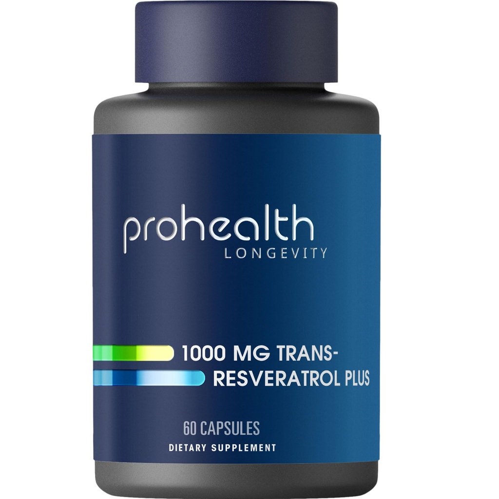 ProHealth Resveratrol 1000 mg | Pure Trans-Resveratrol | Plus Quercetin, Red Wine & Green Tea Extract | Klinik olarak Hücreleri Sağlığı, Hafıza, Sağlıklı Ağlama | 60 Capsules