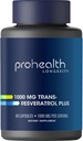 ProHealth Resveratrol 1000 mg | Pure Trans-Resveratrol | Plus Quercetin, Red Wine & Green Tea Extract | Klinik olarak Hücreleri Sağlığı, Hafıza, Sağlıklı Ağlama | 60 Capsules