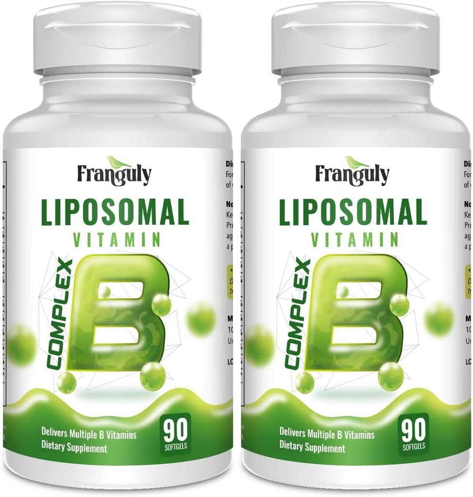 Liposomal B Kompleksi Yüksek Apsiyon B Vitaminleri ile Choline Inositol B1, B2, B3, B5, B6, Biotin, Folate, Melat B12- Immune, Enerji, Beyin ve Kalp Desteği 180 Softgels