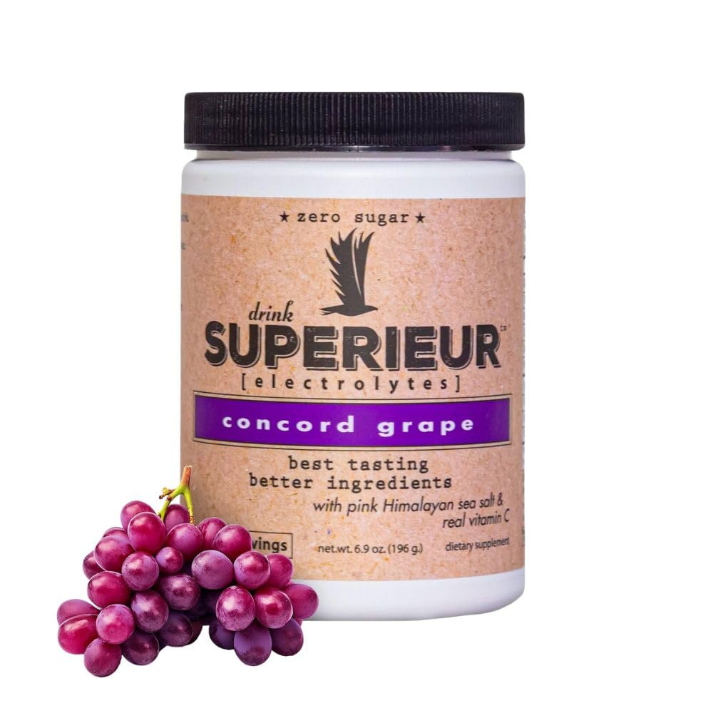 Superieur Sea Mineral Electrolyte Powder, Concord Grape, 70 Servings