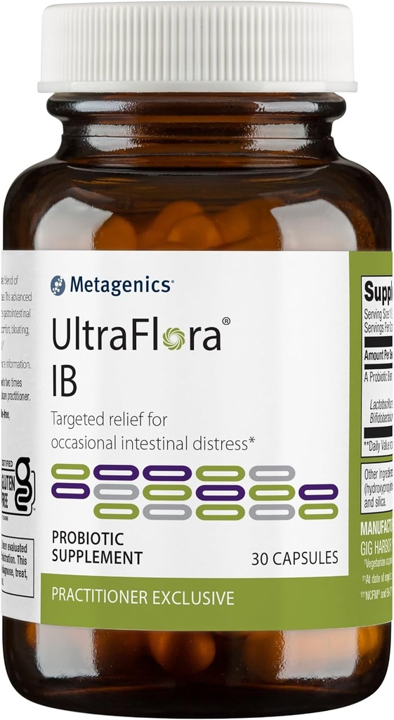 Metagenics UltraFlora IB - Occasional Intestinal Distress* - Digestive Health için Probiyotikler* - Erkekler ve Kadınlar için Anti-Bloat * - 60 Milyar CFU - Non-GMO, Gluten-Free, Vegetarian - 30 Capsules