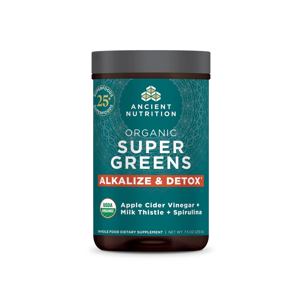 Eski Beslenme Supergreens alkalize & Detox Toz, Gerçek Meyvelerden, Sebzelerden ve Herbs'den yapılan Organik Superfood Toz, Digestive and Energy Support için, 25 Hizmet, 7.5oz