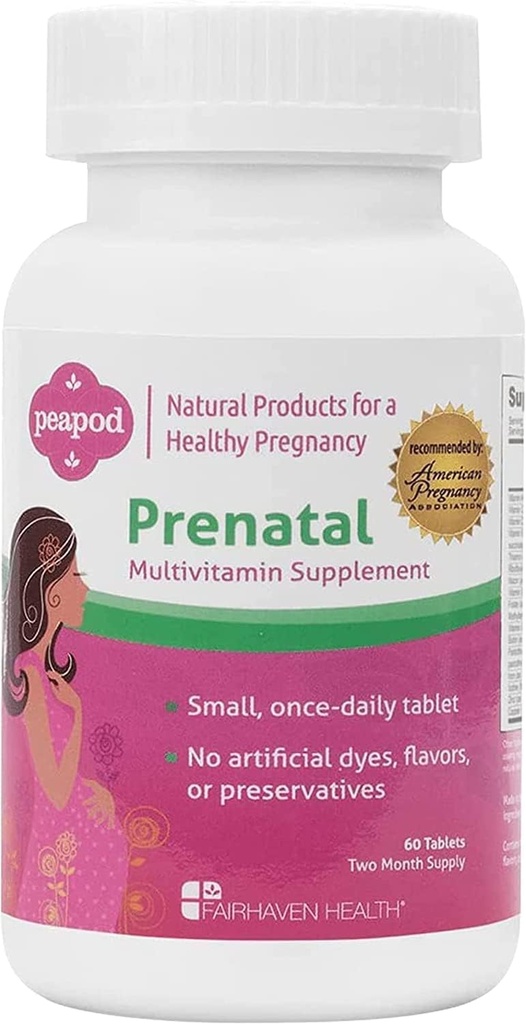 Fairhaven Health Peapod Prenatal Multivitamin - 1 Per Day, Işık Vanilla Flavor - Hamile Kadınlar ve Bebek Sağlığı için Var - Demir, Vitamin C ve Folic Asit - 2 Ay Supply