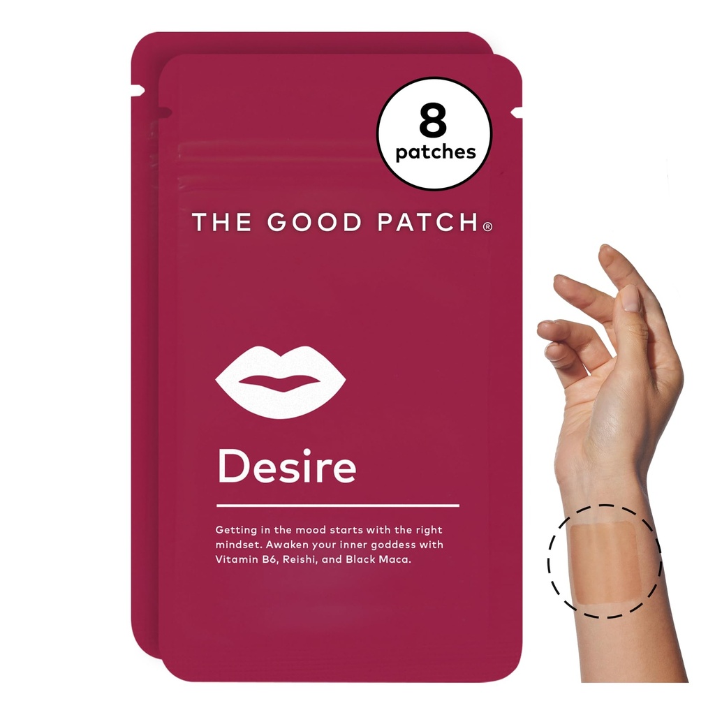 Good Patch Desire Cinsel Wellness Patches, Get in the Mood, Natural with Vitamin B6, Reishi, Black Maca, Plant Powered Wearable Wellness, Botanical and Vitamin (8 Total Patches)