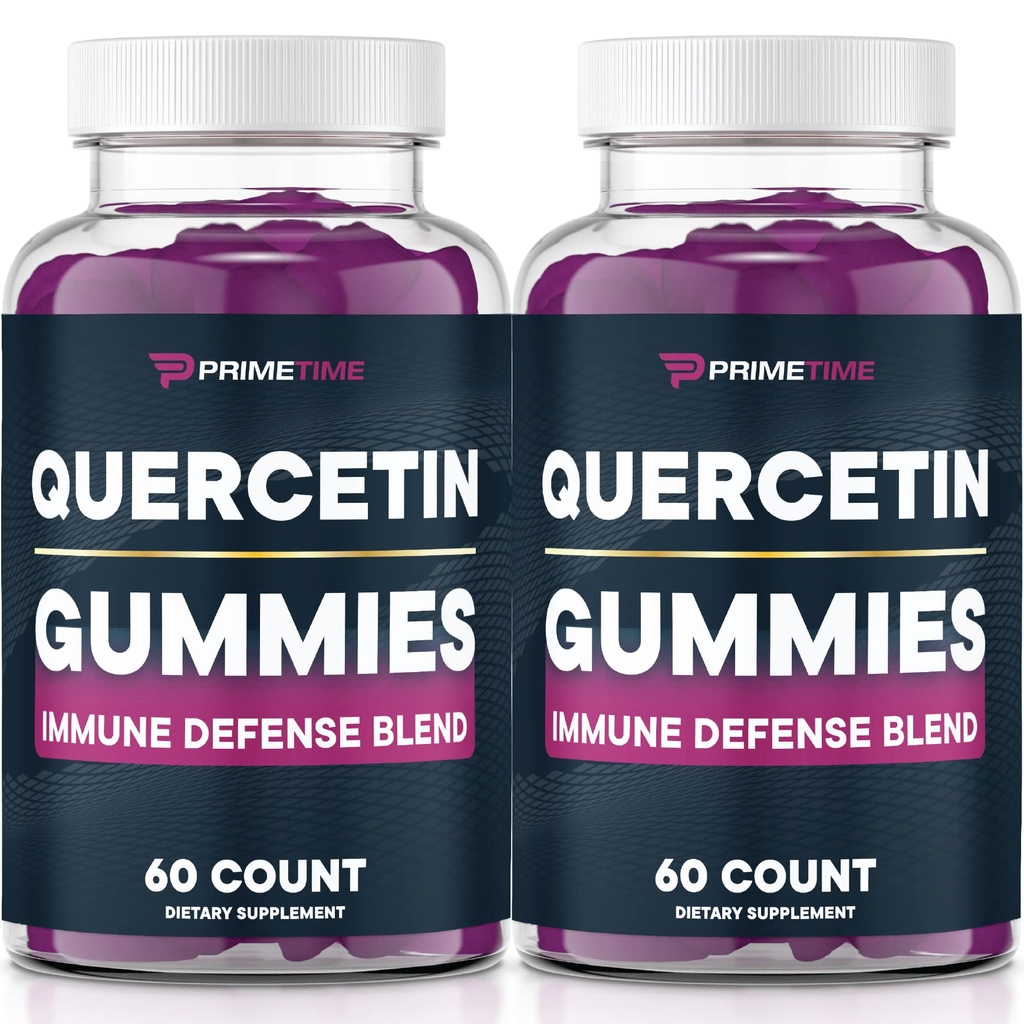 Primetime Sports Quercetin + Ψευδάργυρος + Βιταμίνη C 1000mg Gummies Συμπληρώματα με Elderberry, Flavonoid Βιταμίνη για παιδιά Ενήλικες Ανοσία, Ανοσοποιητική υποστήριξη Gummy Booster Vegan (2 Pack) 60 Count (Pack of 2)