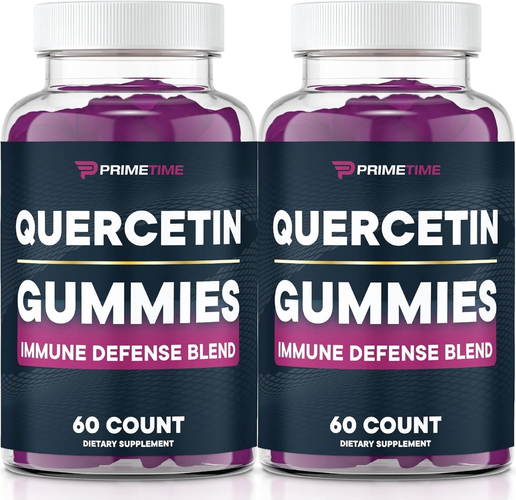 Primetime Sports Quercetin + Zinc + Vitamin C 1000mg Gummies Supplements with Elderberry, Flavonoid Vitamin for Kids Adults Immunity, Immune Support Gummy Booster Vegan (2 Pack) 60 Count (Pack of 2)