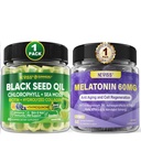 NEVISS Melatonin 60 mg Gummies + Black Seed Oil Gummies