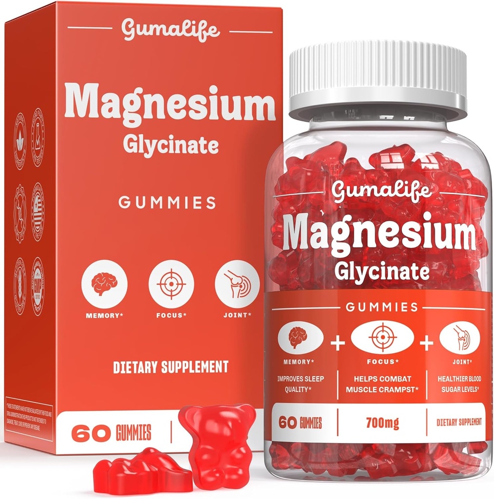 Gumalife'nin 700 mg Glycinate Gummies Geliştirilmiş Rahatlama, Beneficial Nutrients'in Şekersiz Bir Sır Vermesi. Her Box 60 Konts (60 Konts, Boysenberry)