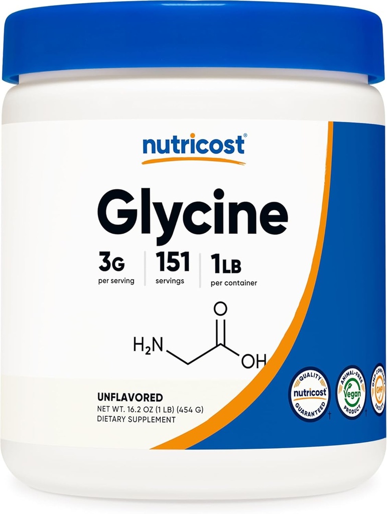 Nutricost Glycine Toz 1lb - Non-GMO, Gluten Free